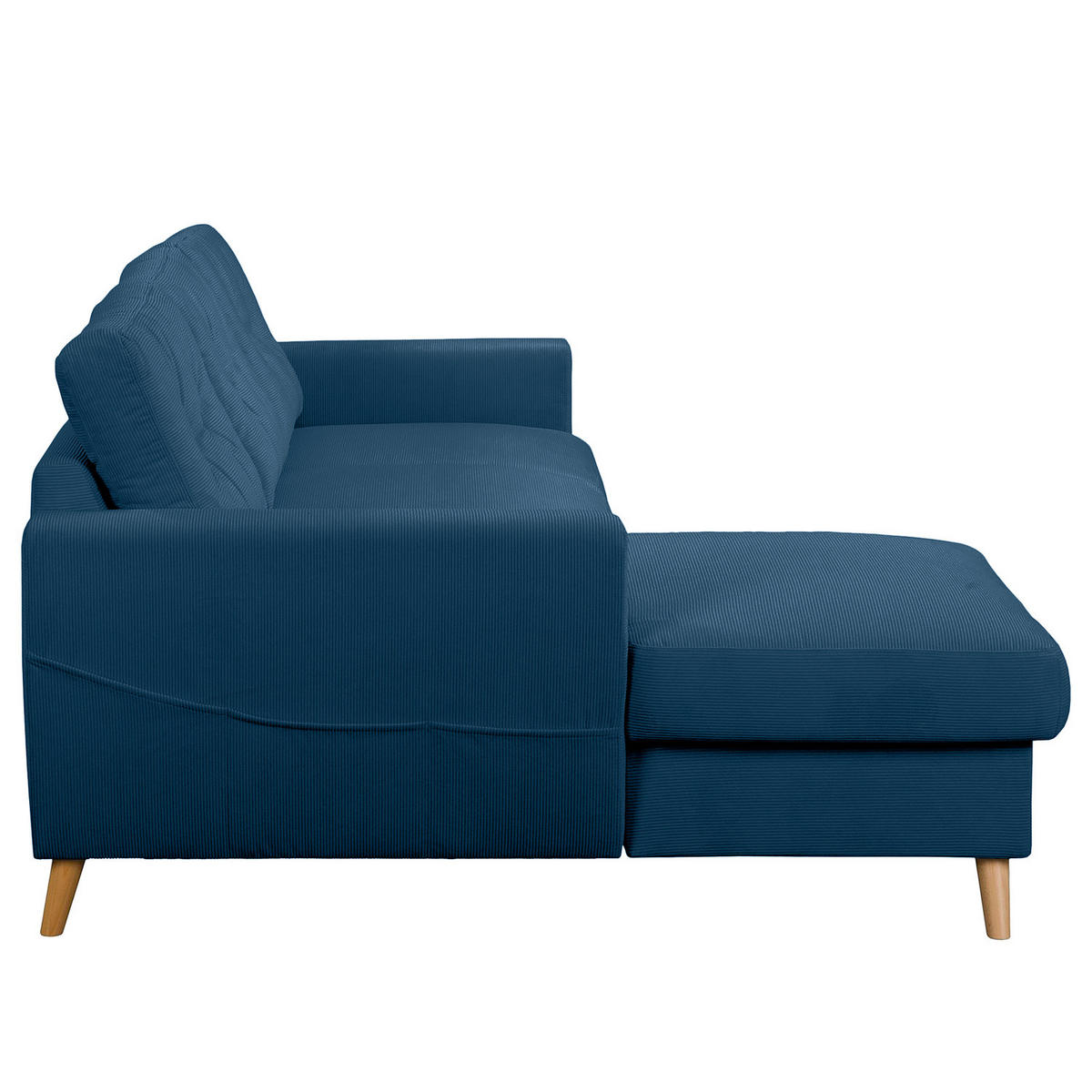 ECKSOFA mit Longchair - Blau/Braun, Holz/Textil (223/148cm) - home24