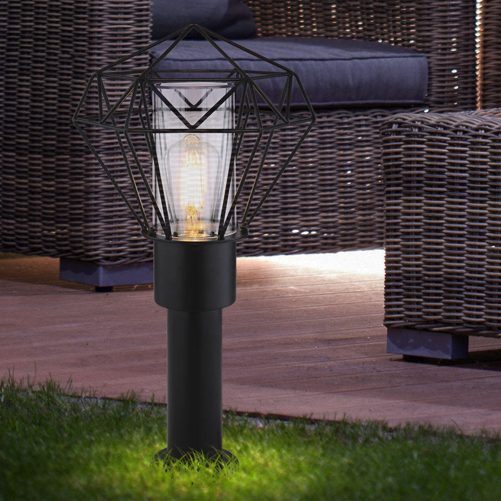 WEGELEUCHTE Edelstahl Schwarz Gitteroptik - Schwarz, Metall (22.5/25.5/50cm) - Globo Lighting