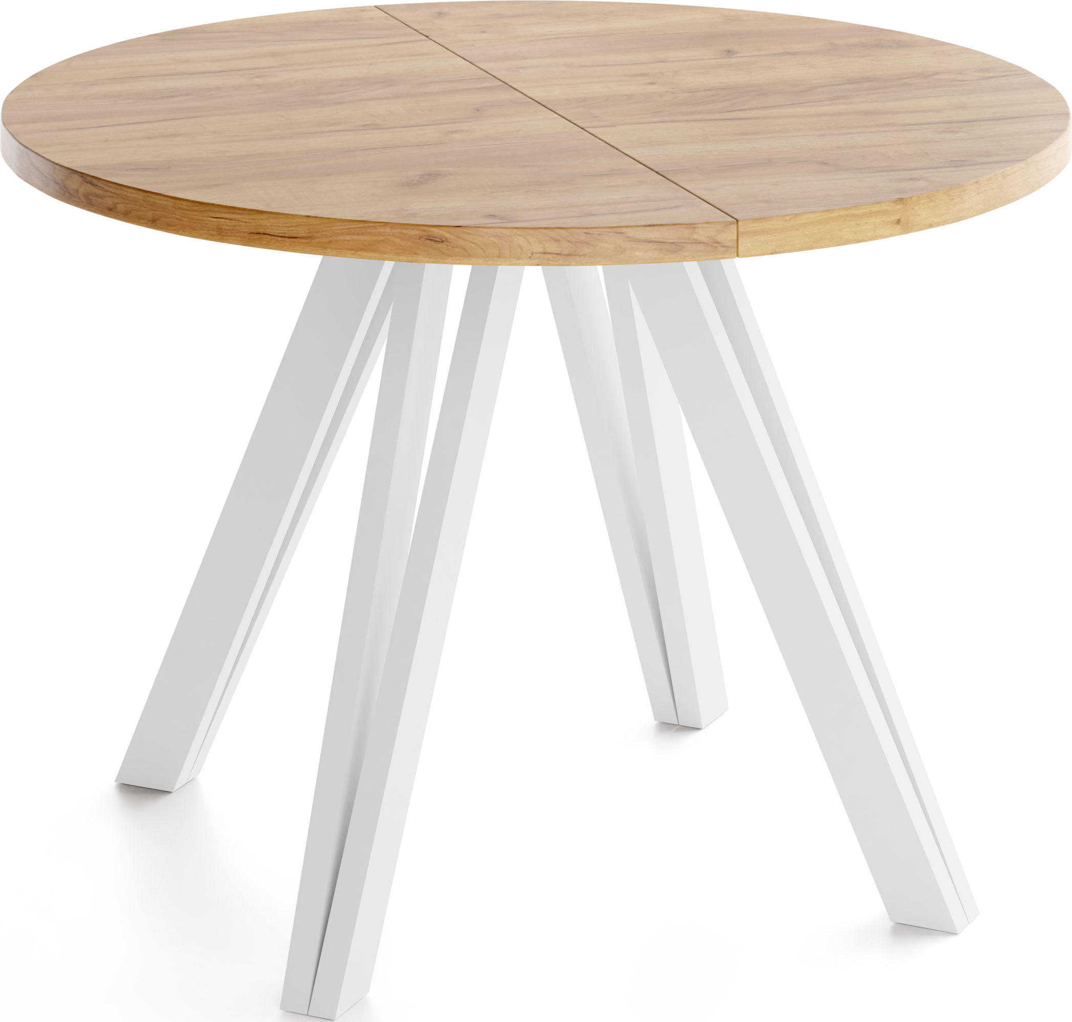 ESSTISCH Ravero runder ausziehbarer, Eiche Braun 100-140/100/77 cm - Eiche Wotan/Weiß, Holz/Holzwerkstoff (100/100/77cm) - WFL GROUP