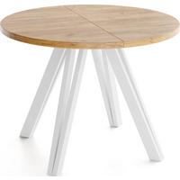 ESSTISCH Ravero runder ausziehbarer, Eiche Braun 100-140/100/77 cm - Eiche Wotan/Weiß, Holz/Holzwerkstoff (100/100/77cm) - WFL GROUP