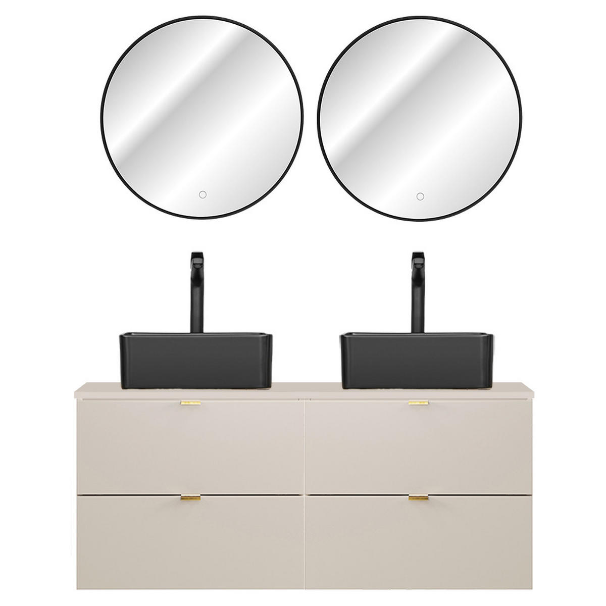 BADMÖBEL-SET 3-TLG. Durango-56 - Beige, Holzwerkstoff (165/200/47cm) - Lomado