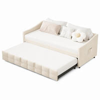 SCHLAFSOFA 200cm breit, Schlafsofa mit ausziehbarer Liegefläche - Beige, Metall (193.5/75/215cm) - Joyfair
