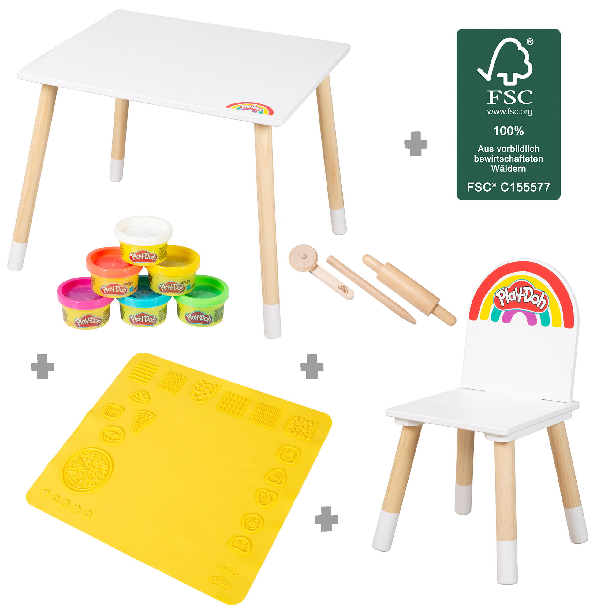 KINDERSITZGRUPPE roba x Play-Doh - Weiß, Holz (60/49/50cm) - Roba
