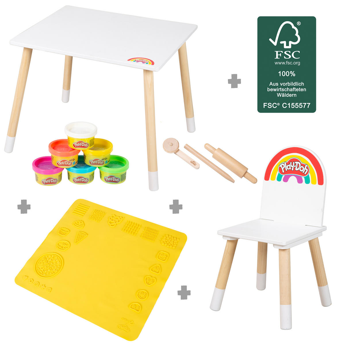 KINDERSITZGRUPPE roba x Play-Doh - Weiß, Holz (60/49/50cm) - Roba