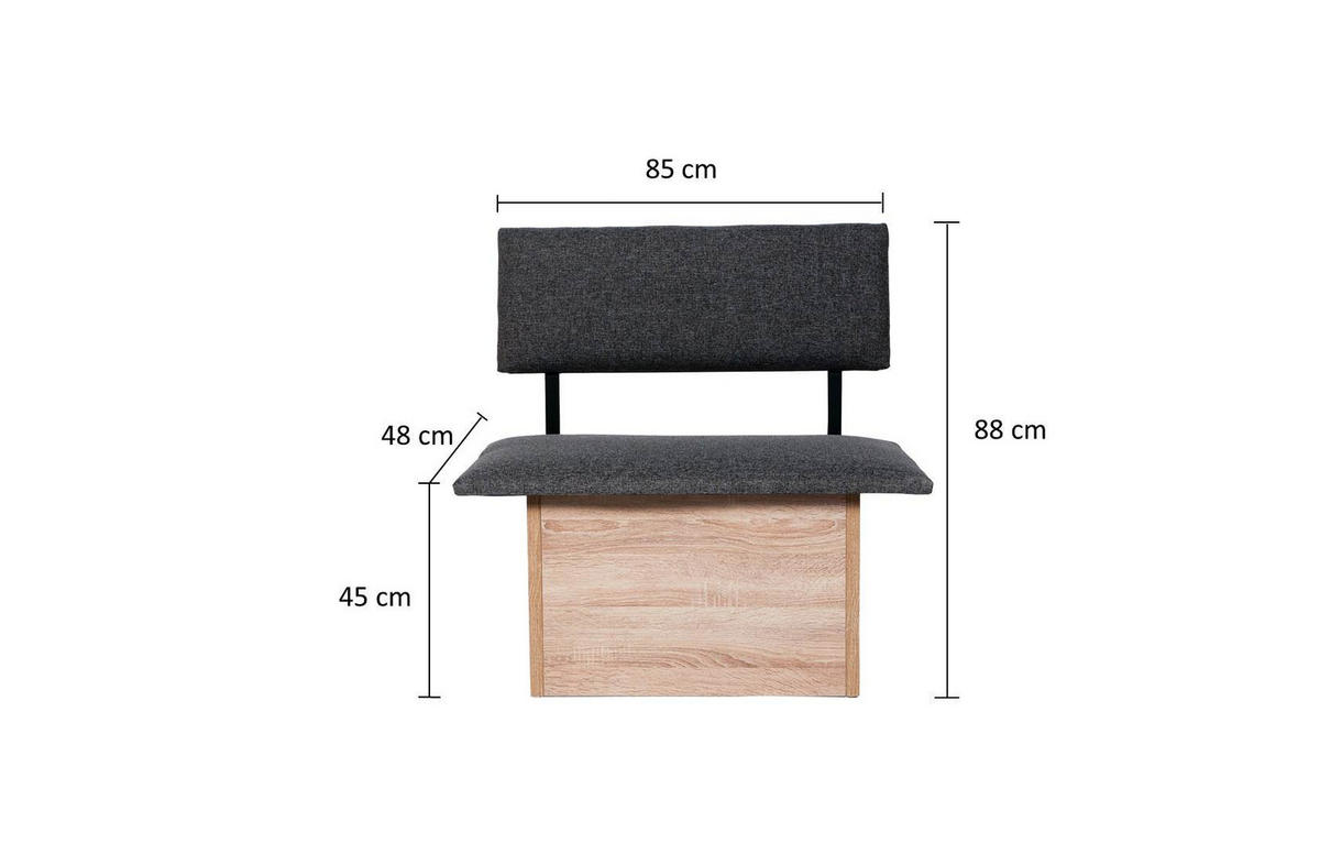 SITZBANK Das Raumwunder - Eichefarben/Grau, Holzwerkstoff/Textil (48/88/85cm) - Kundler Home