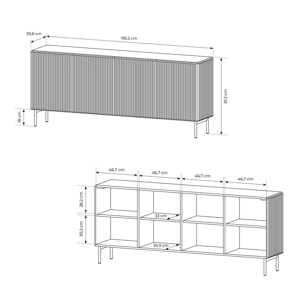Thumbnail - 3XE Living Kommode,, Schwarz, Holzwerkstoff, 195.2x81.2x39.8 cm, Wohnzimmer, Kommoden & Sideboards, Sideboards