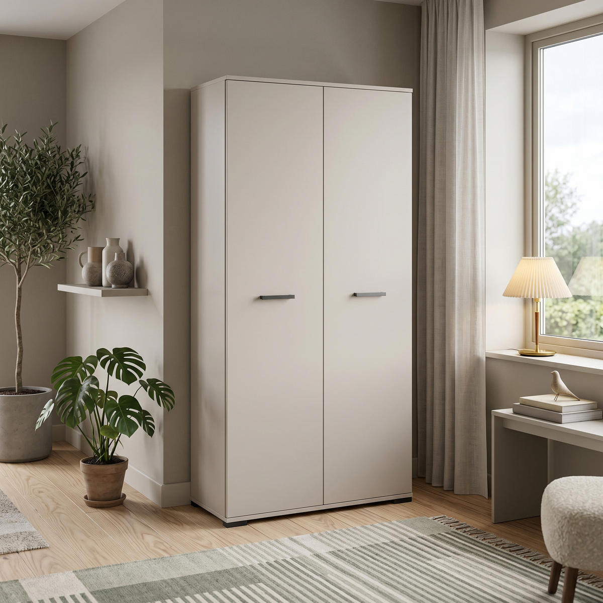 DREHTÜRENSCHRANK ALBANO 90/186/56cm 2-türig Kaschmir - Kaschmir, Holzwerkstoff (90/186/56cm) - MASSENO