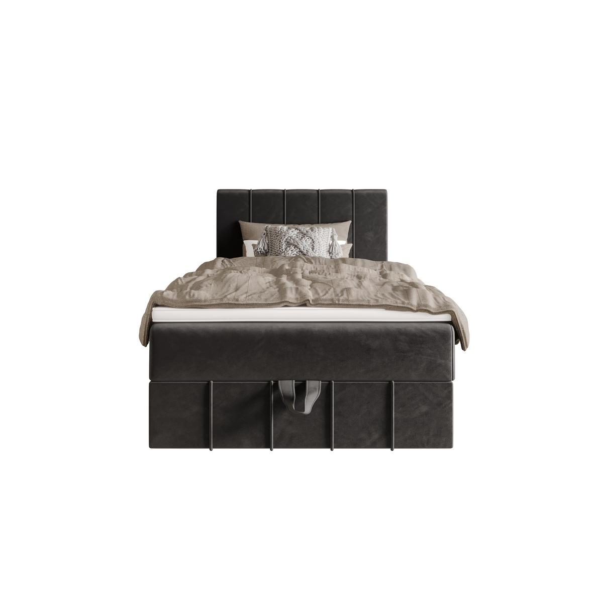 BOXBETT BAHAMA 100x200 Monolith 92, mit Matratze H3 und Topper, Grau - Grau, Holz/Kunststoff (100/200cm) - Bedante