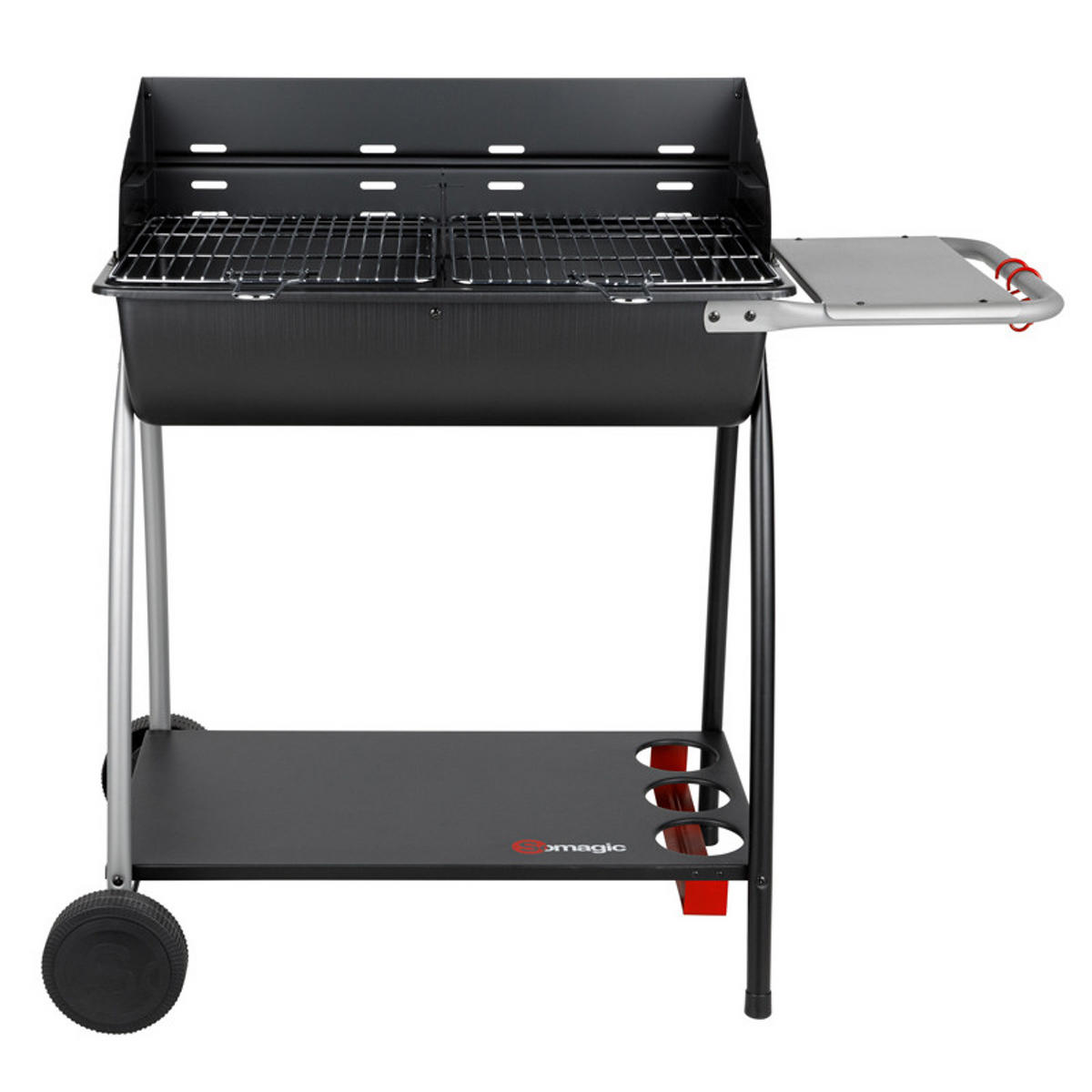 HOLZKOHLEGRILL Schwarz - Schwarz, Metall (52.5/94/104.5cm) - Somagic