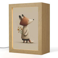 NACHTTISCHLAMPE Fuchs - Gelbe Blumen - Minimalistisch 15x20 cm - Taupe, Holzwerkstoff (8/15/20cm)