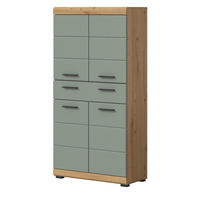 MIDISCHRANK Salbei grün, Eiche Artisan 74 x 141 cm, Badschrank 4-türig - Salbeigrün/Schwarz, Holzwerkstoff/Kunststoff (74/141/31cm) - Inn.Furn