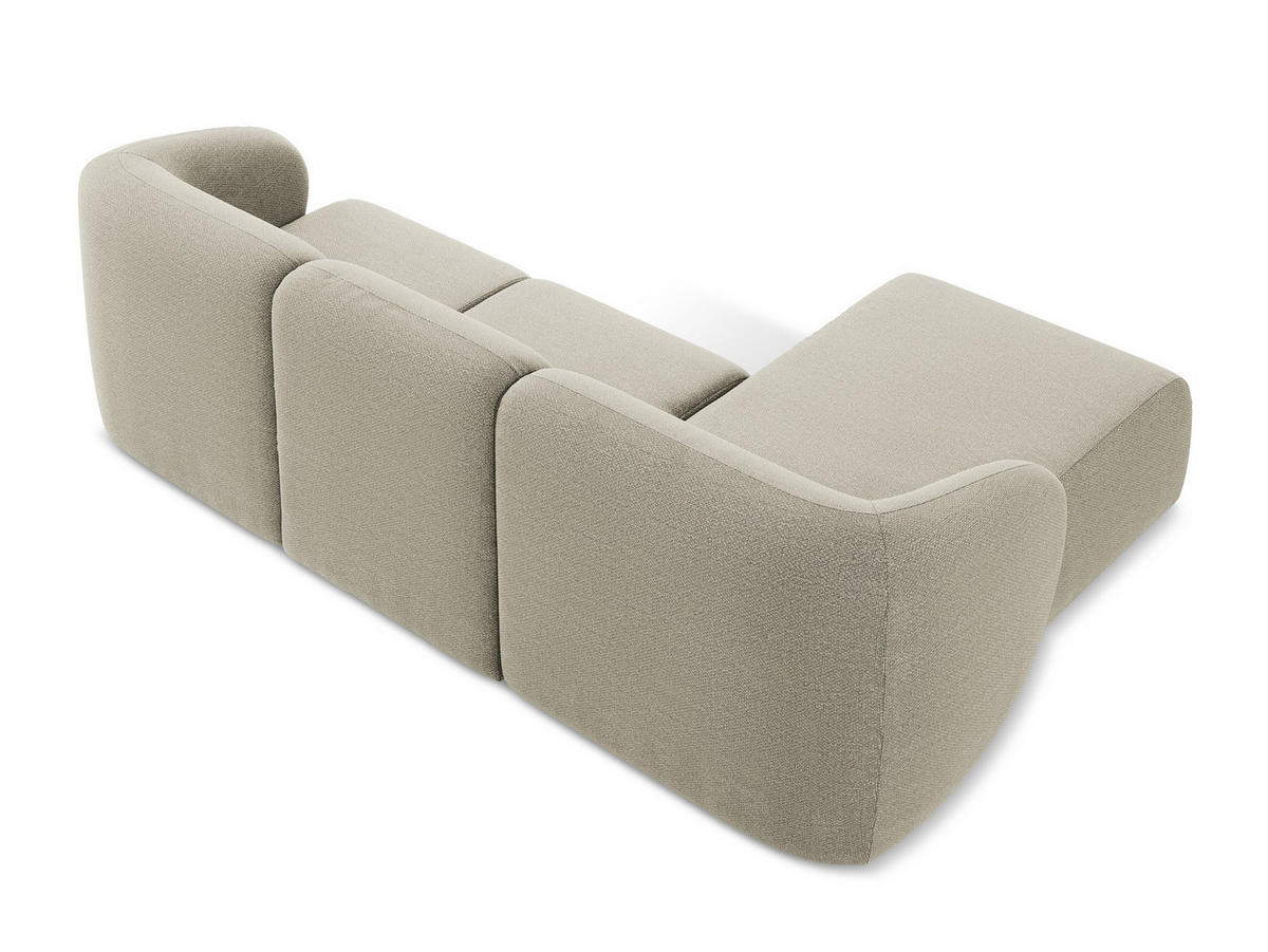 ECKSOFA Links Bouclé Stoff Grau - Taupe/Schwarz, Holzwerkstoff/Kunststoff (248/166cm) - Makamii