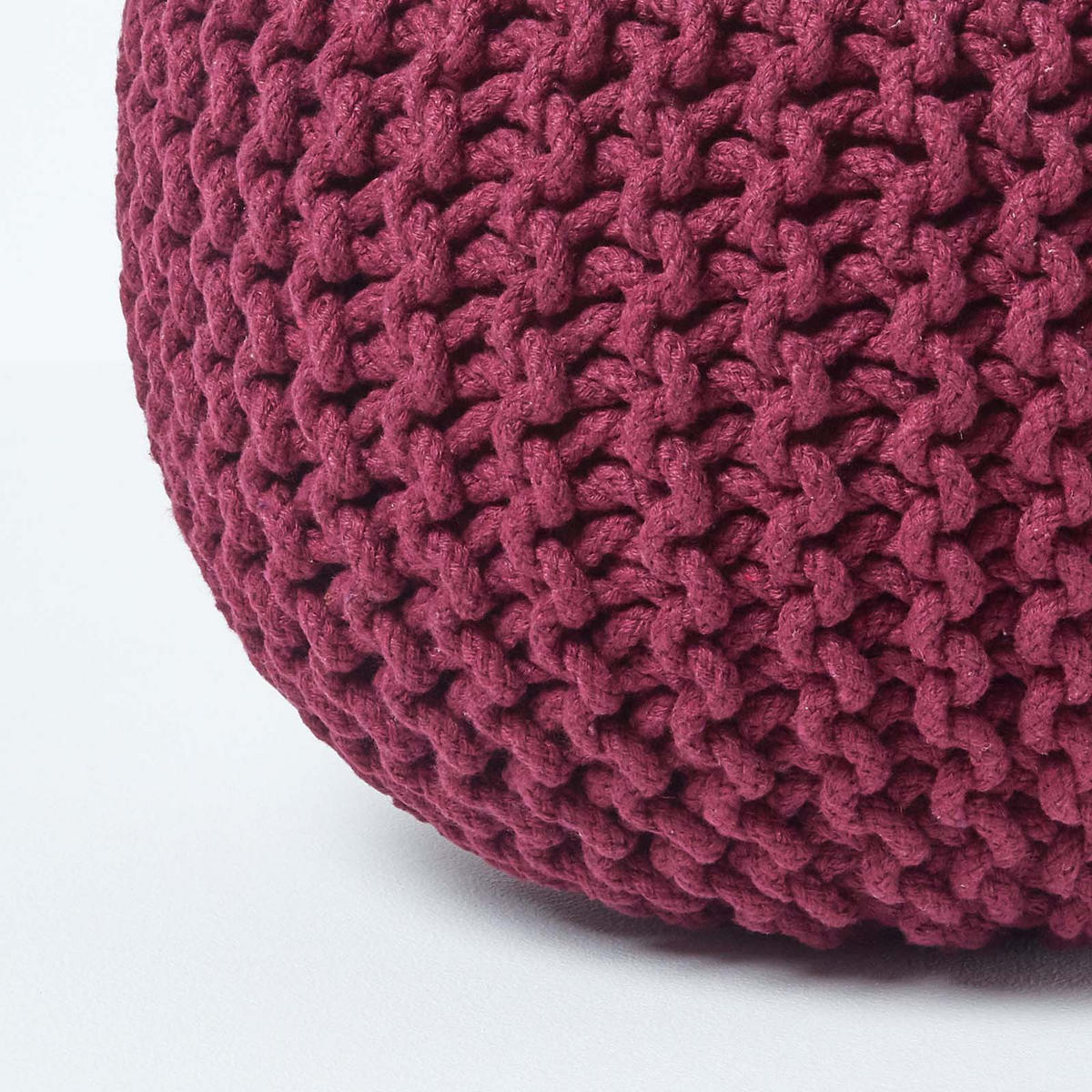 STRICK-POUF weinrot, 40/40/35 cm - Weinrot, Textil (40/35/40cm) - Homescapes