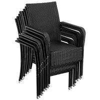 RATTANSTUHL 8er Set Girona,58 x 67 x 90 cm, Belastbarkeit 120 kg,schwarz - Schwarz, Kunststoff (58/90/67cm) - tectake