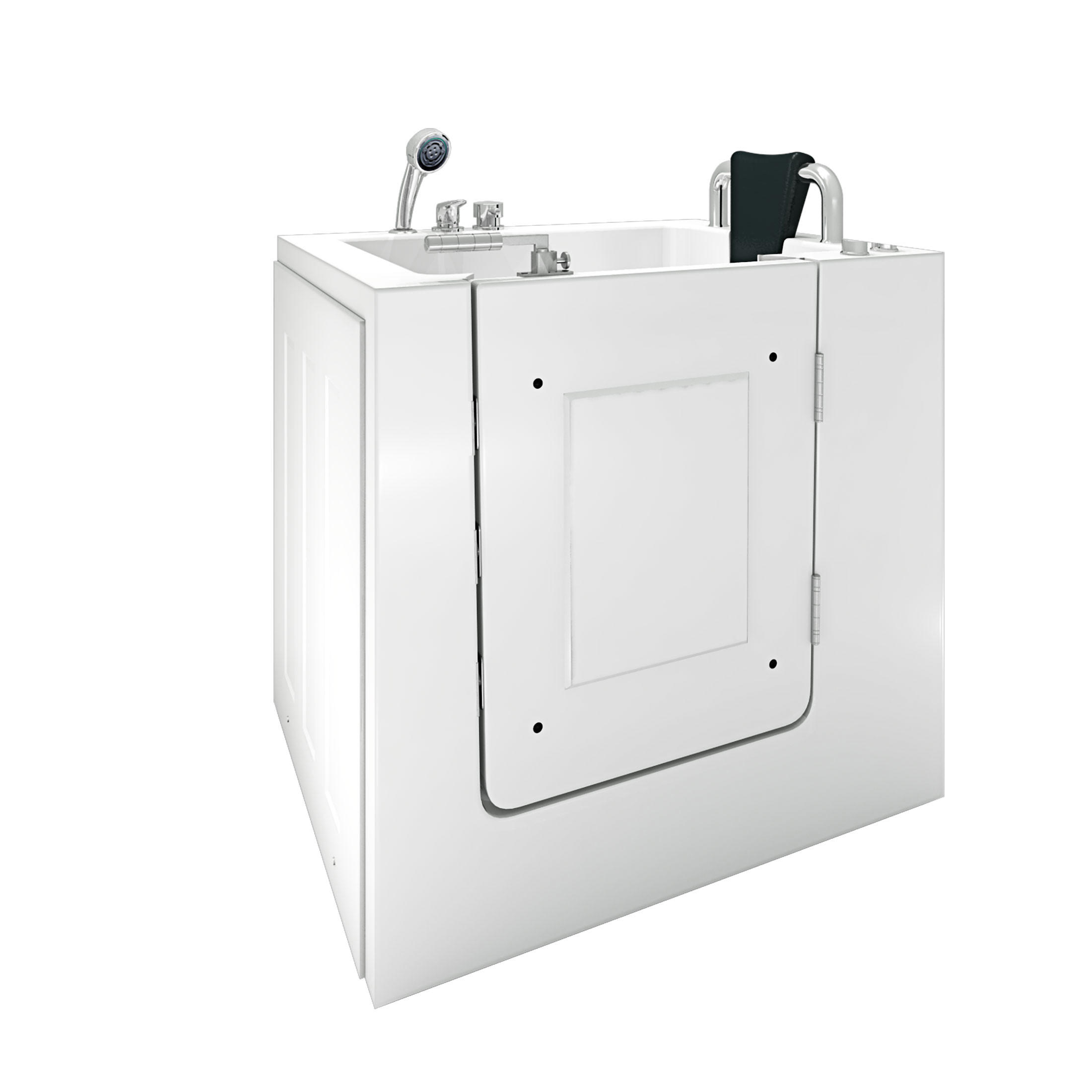 SITZWANNE Whirlpool Badewanne mit Tür S02WP-B-R 100x78cm - Weiß, Glas/Kunststoff (78/113/100cm) - AcquaVapore by Sandra Jentho