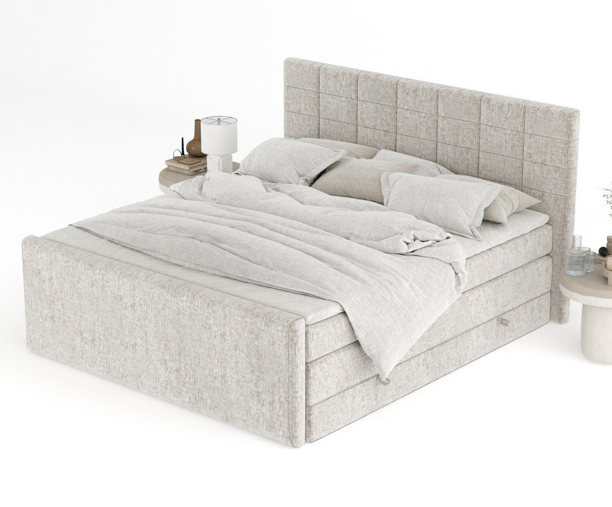 BOXSPRINGBETT Ava Beige 160/200 cm - Beige/Schwarz, Holz/Holzwerkstoff (160/200cm) - Maison de Reve