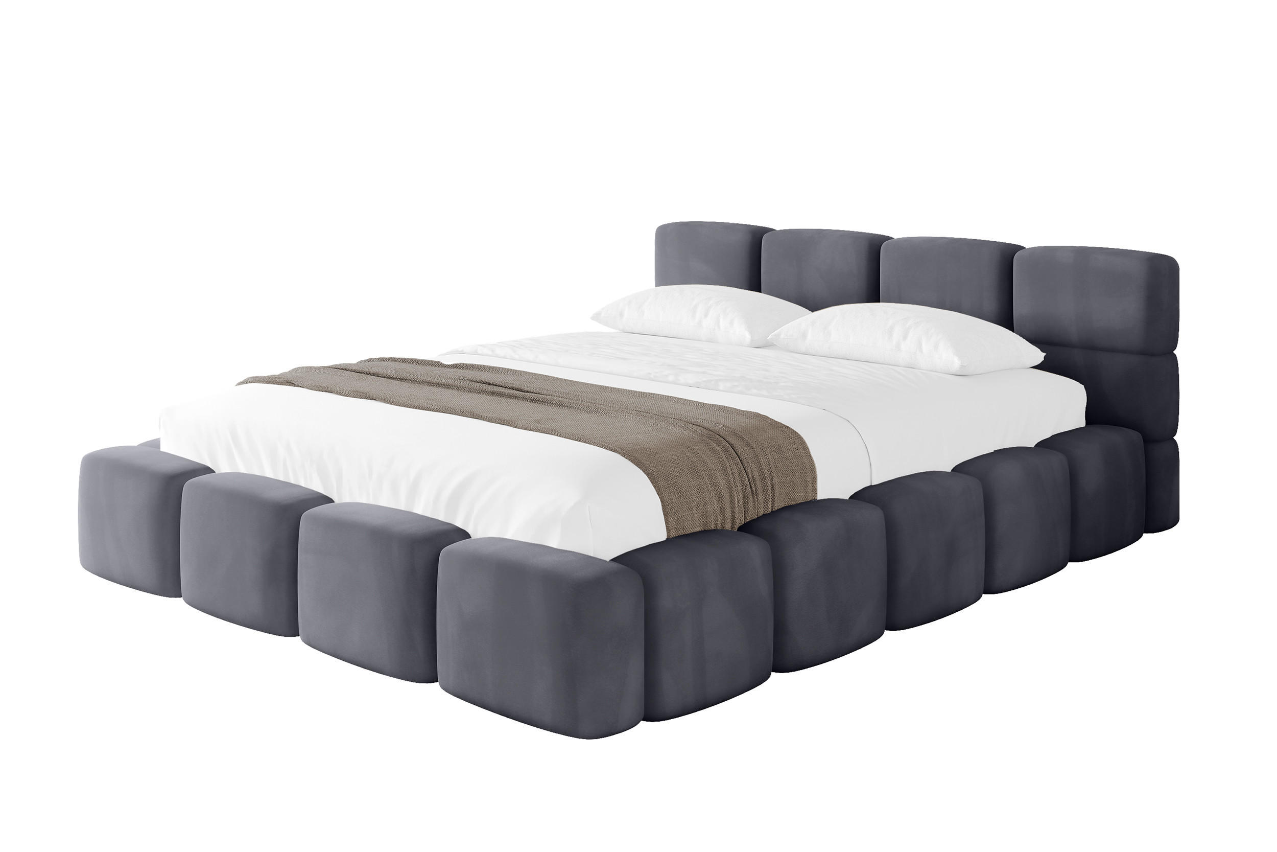 POLSTERBETT mit Bettkasten, Lattenrost mit Kopfteil, Boxbett ohne Matratze, mit Stauraum - NATA-v1 180x200 Dunkelgrau - Dunkelgrau, Holzwerkstoff/Textil (180/200cm) - ALTDECOR