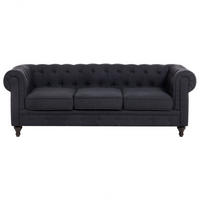 3-SITZER-SOFA Polyester Grau Chesterfield - Graphitfarben, Textil (202/70/75cm) - Beliani