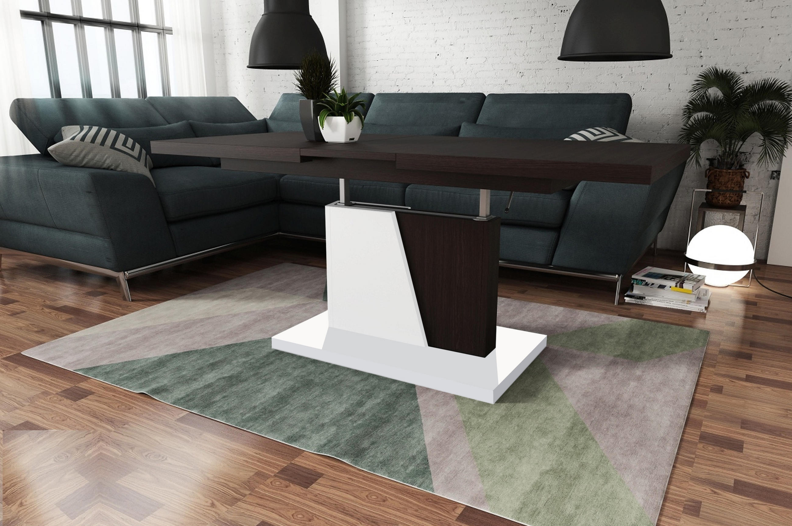 COUCHTISCH rechteckig Walnuss Wenge Weiß ausziehbar höhenverstellbar - Walnussfarben/Weiß, Holzwerkstoff (70/120/60cm) - designimpex