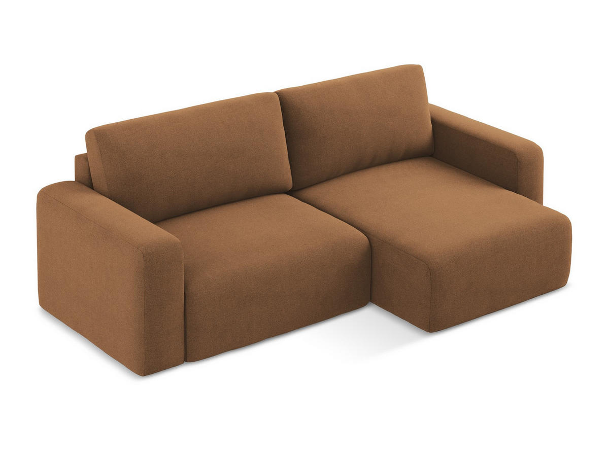 ECKSOFA mit Schlaffunktion rechts Strukturstoff Stoff Orange - Beige/Terra cotta, Kunststoff/Textil (244/149cm) - Makamii
