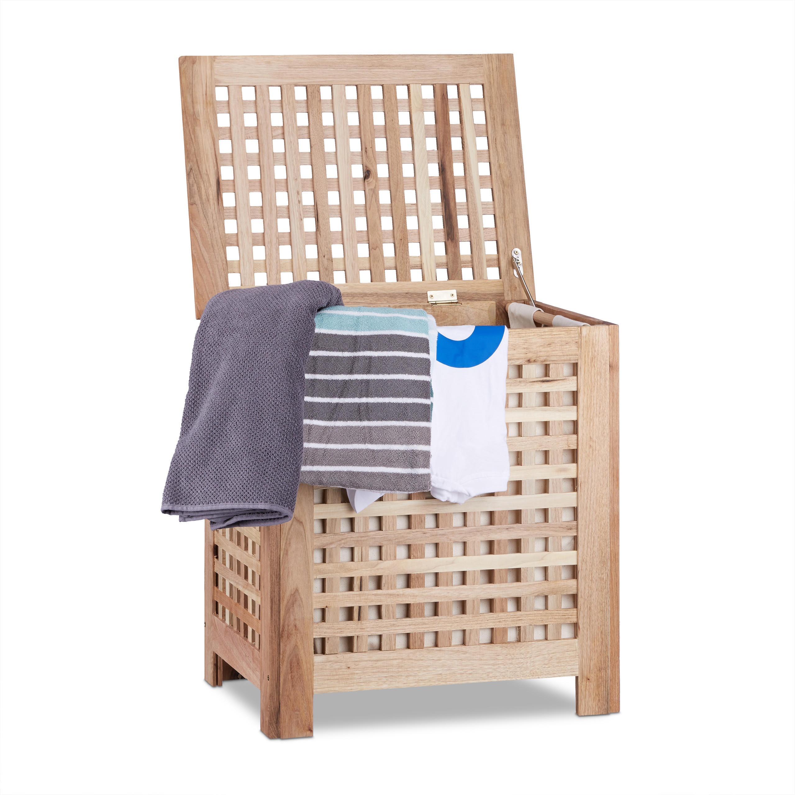 Relaxdays PRÁDELNÍK Ořechové dřevo s víkem 70 l