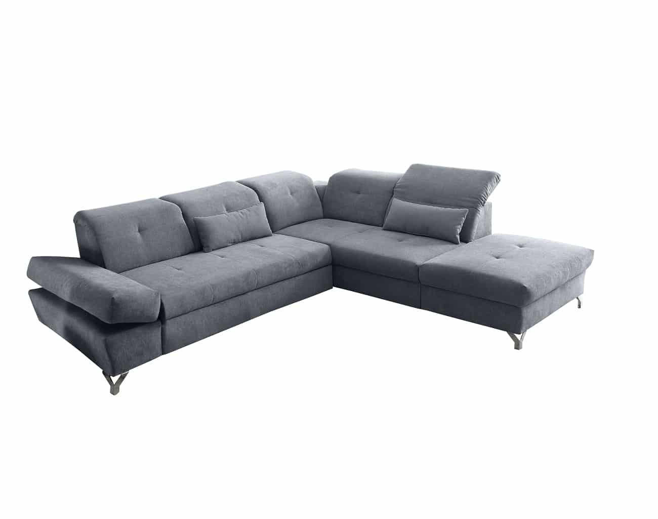ECKSOFA mit Schlaffunktion und verstellbaren Kopflehnen - Chromfarben/Anthrazit, Textil/Metall (245/275cm) - ed exciting design