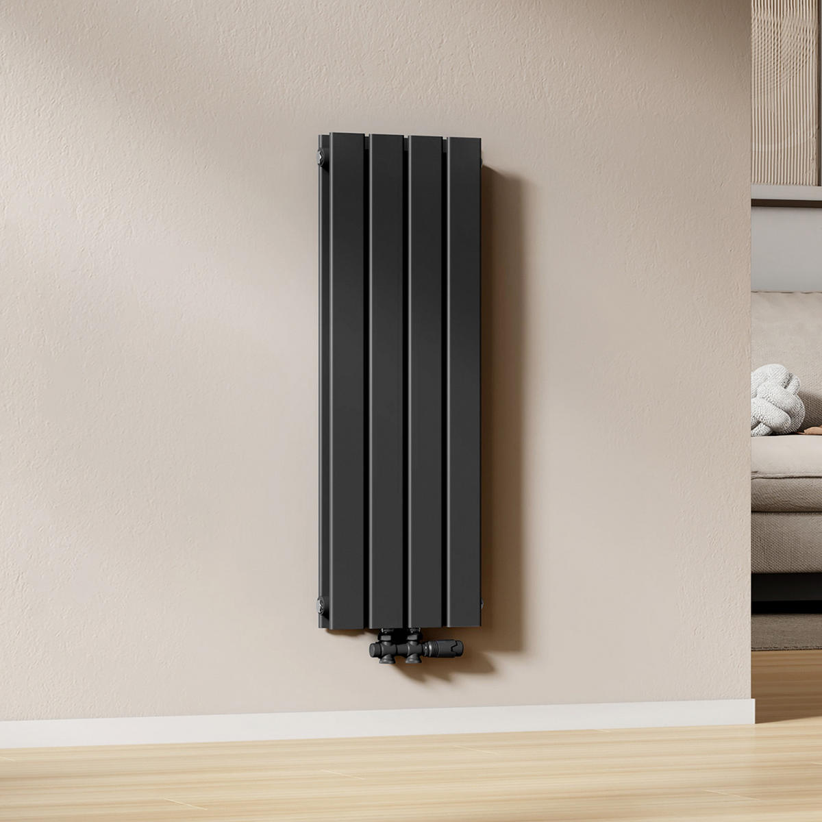 HEIZKÖRPER Flachheizkörper Schwarz 90/30/6,3 cm - Anthrazit, Metall (30/90/6.3cm) - EMKE