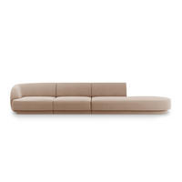 RECHTES-SOFA Miley aus Samt cappuccino 4 Sitzplätze - Cappuccino, Textil (90/70/323cm) - Micadoni