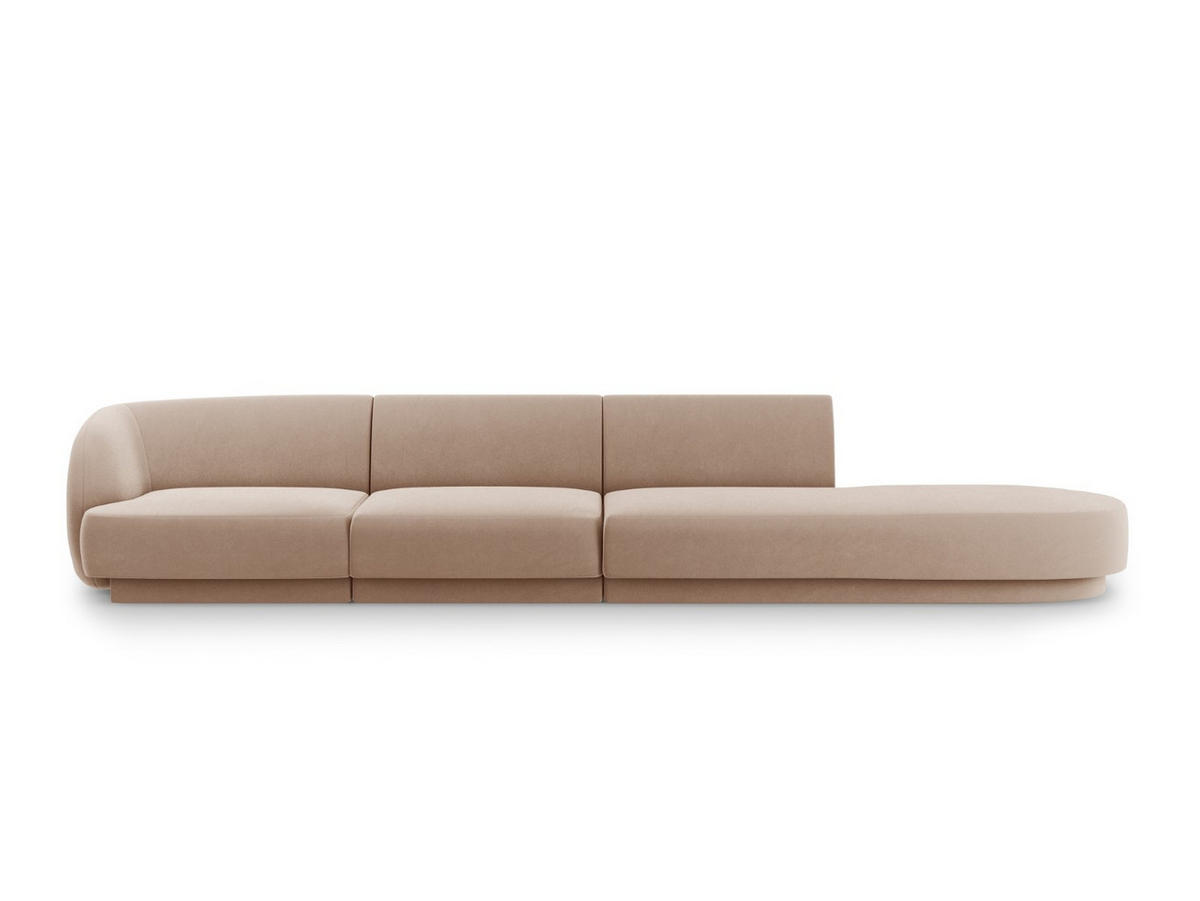 RECHTES-SOFA Miley aus Samt cappuccino 4 Sitzplätze - Cappuccino, Textil (90/70/323cm) - Micadoni