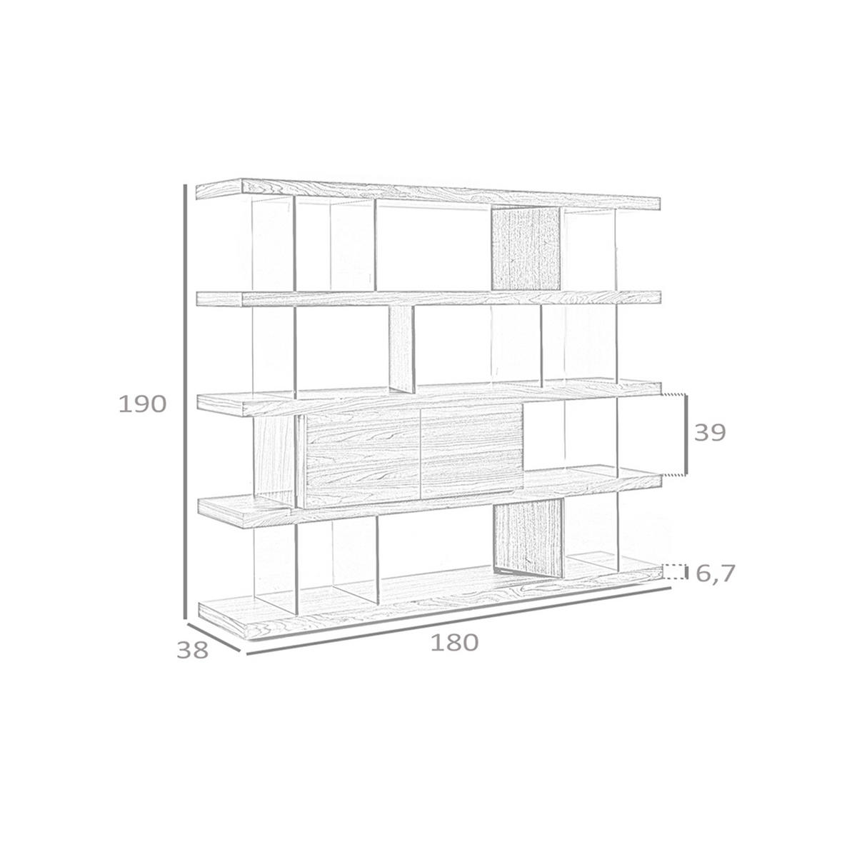 REGAL Glas Walnuss 180/38/190 cm - Transparent/Walnussfarben, Glas/Holz (180/190/38cm) - ANGEL CERDA
