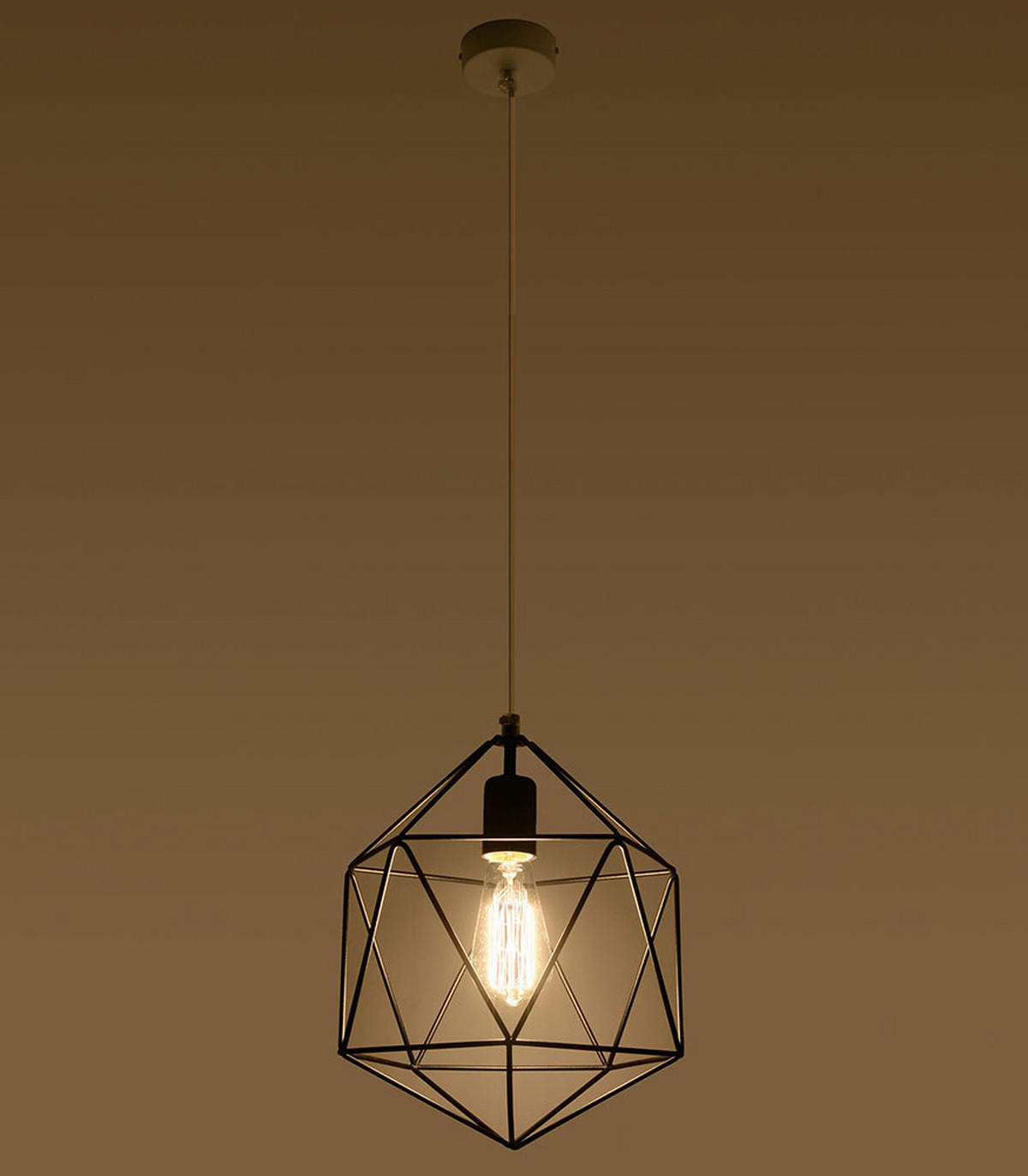 HÄNGELEUCHTE Stahl Schwarz Gitteroptik - Schwarz, Metall (25/25/100cm)