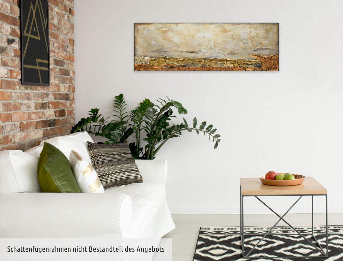 ACRYLBILD HANDGEMALT 120/40 cm - Weiß/Braun, Holz/Textil (120/40cm) - KUNSTLOFT