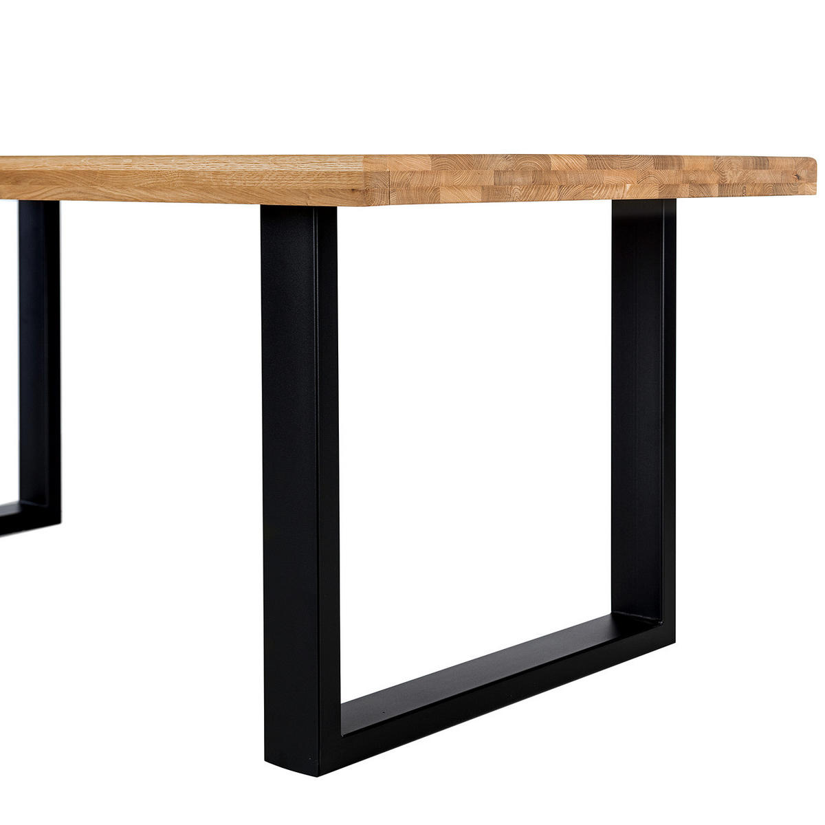 ESSTISCH - Metall / Massivholz - Schwarz - Eichefarben/Schwarz, Holz/Metall (100/160/77cm) - home24