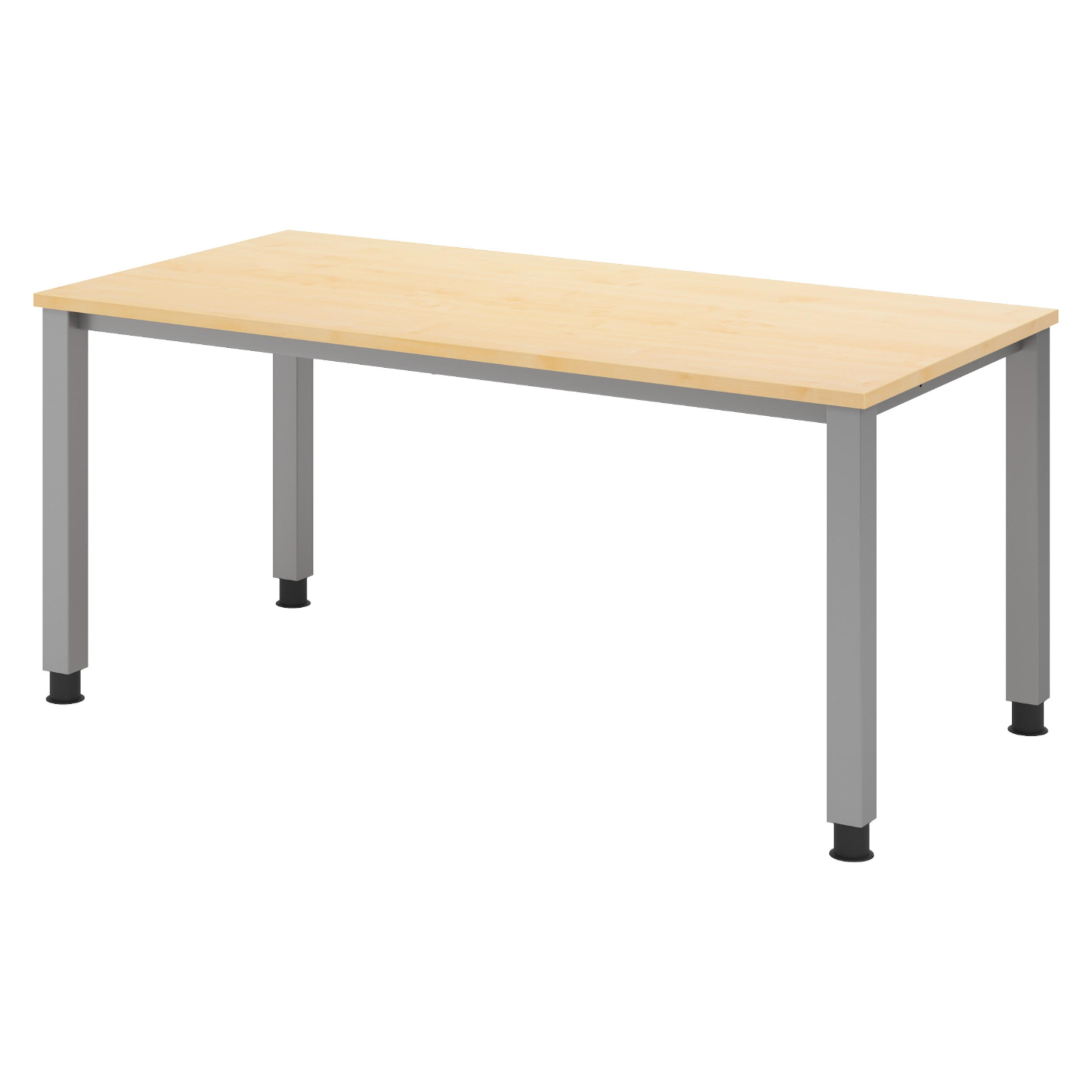 SCHREIBTISCH Serie-Q Gestell: Silber 80/160/74 cm in Ahornfarben - Ahornfarben, Holzwerkstoff (80/160/74cm) - bümö