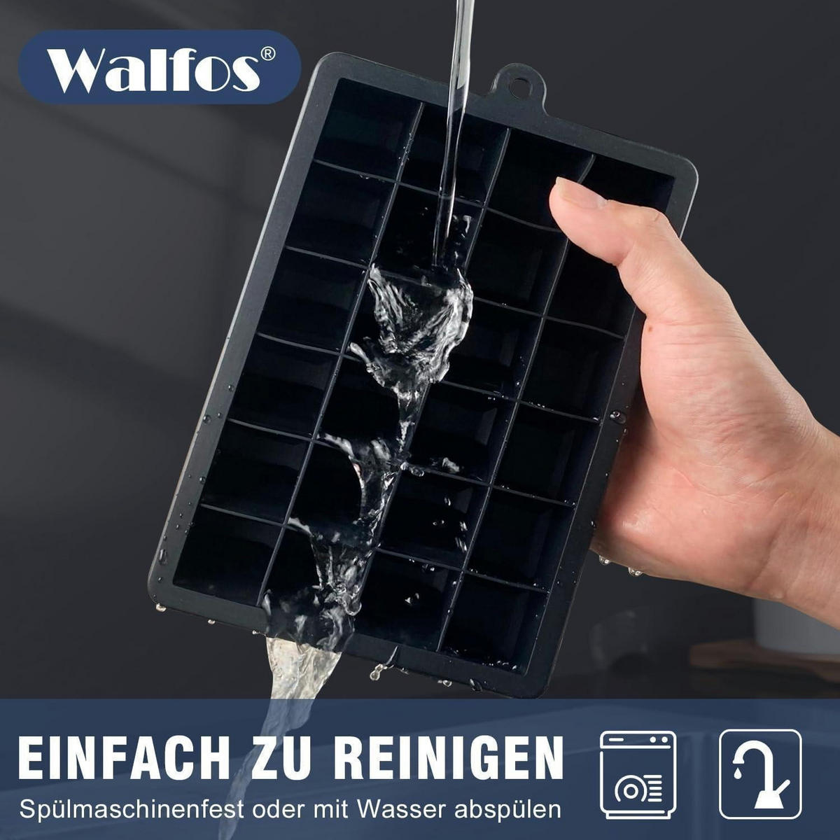 EISWÜRFELFORM 3er-Set Silikon mit Deckel 72 Eiswürfel - Schwarz, Kunststoff (1/1/1cm)