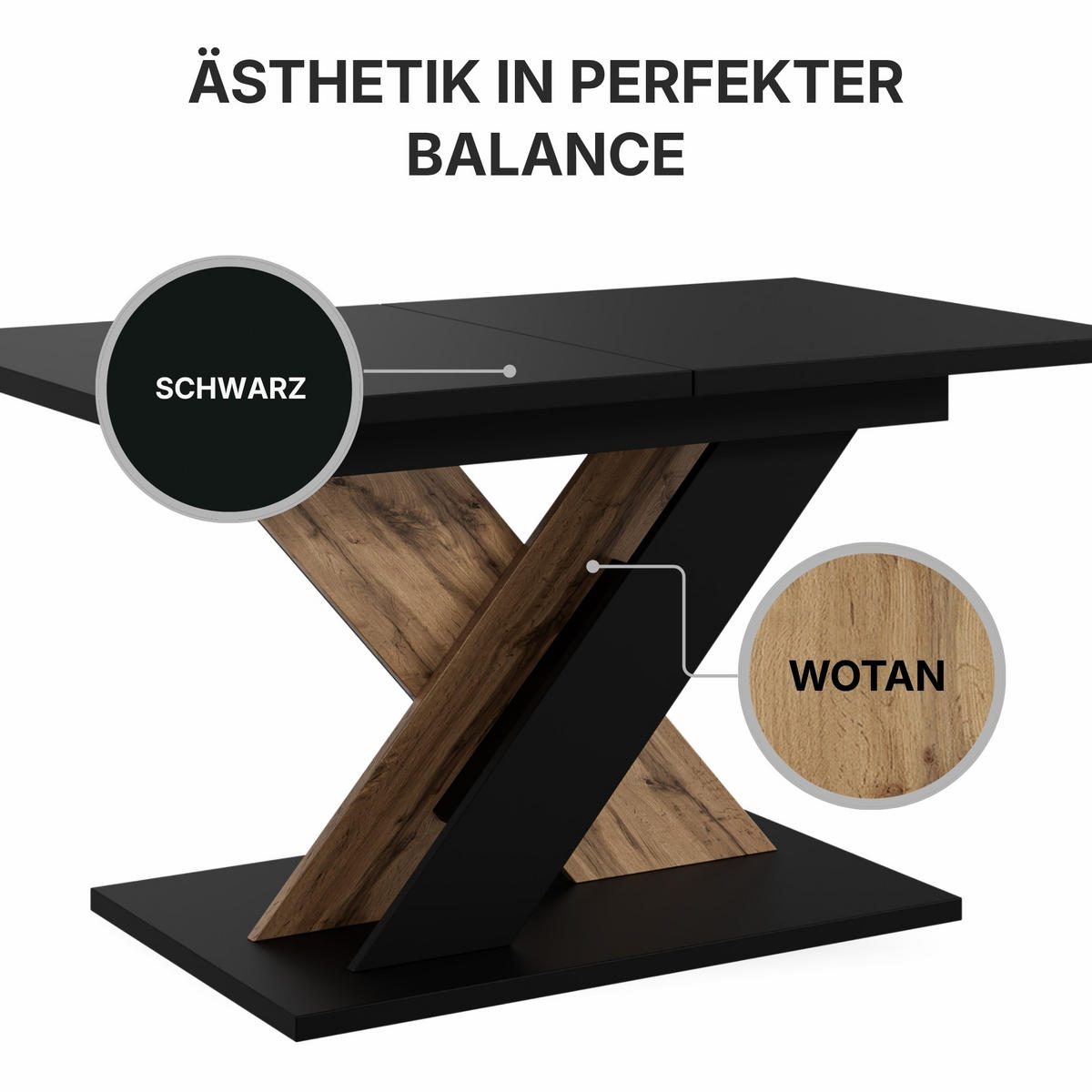 ESSTISCH Ausziehbar von 120 bis 160 cm in Schwarz - Schwarz, Holzwerkstoff (80/160/75cm) - Home Collective