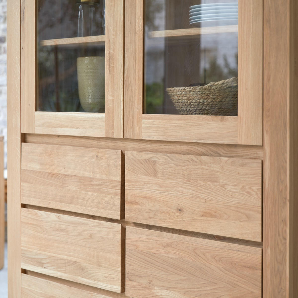 GESCHIRRSCHRANK Eden Natur aus Eiche - Naturfarben, Holz (120/190/40cm) - Tikamoon