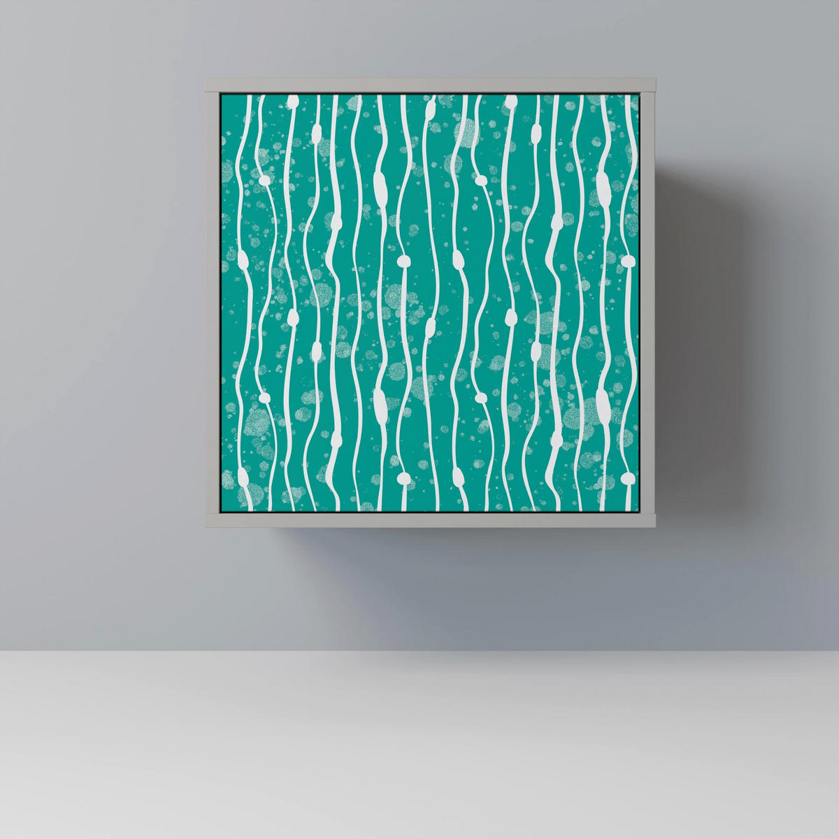 SIDEBOARD TURQUOISE RAIN, Grau, 57,5x42x75,5 cm, Goldfarbene Metallfüße - Goldfarben/Multicolor, Holzwerkstoff/Metall (57.5/75.5/42cm) - SpaceRebels