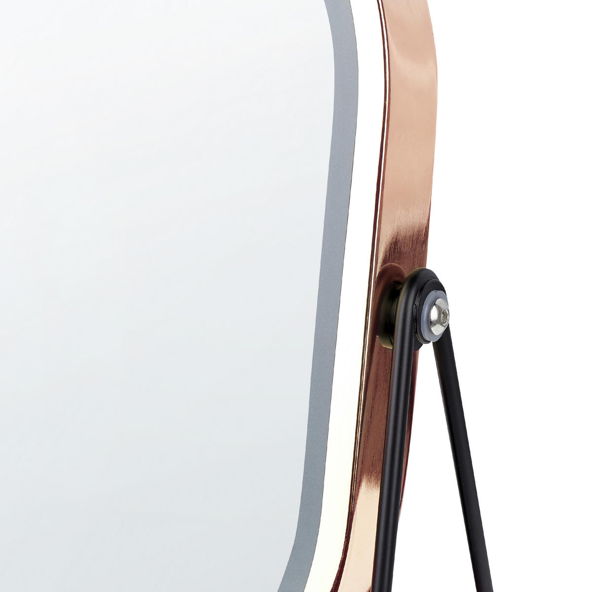 KOSMETIKSPIEGEL roségold mit LED-Beleuchtung 20/22 cm Dordogne - Roségold/Schwarz, Metall (13/32/24cm) - Beliani