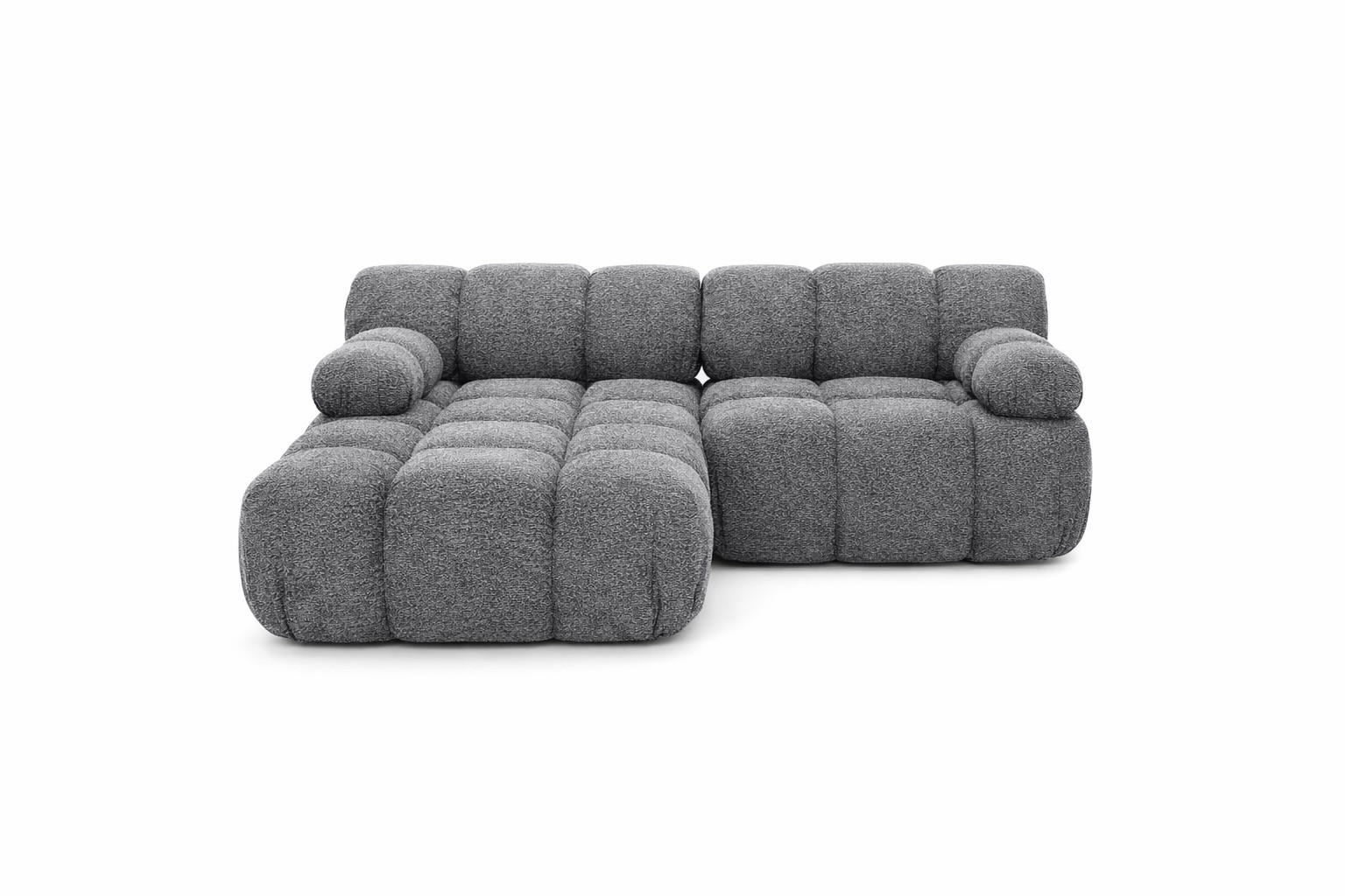 ECKSOFA L-form Mini Modular, Bouclé-Stoff Abriamo, Dunkelgrau, Links, Selia - Dunkelgrau, Holz (190/160cm) - Kaiser Möbel