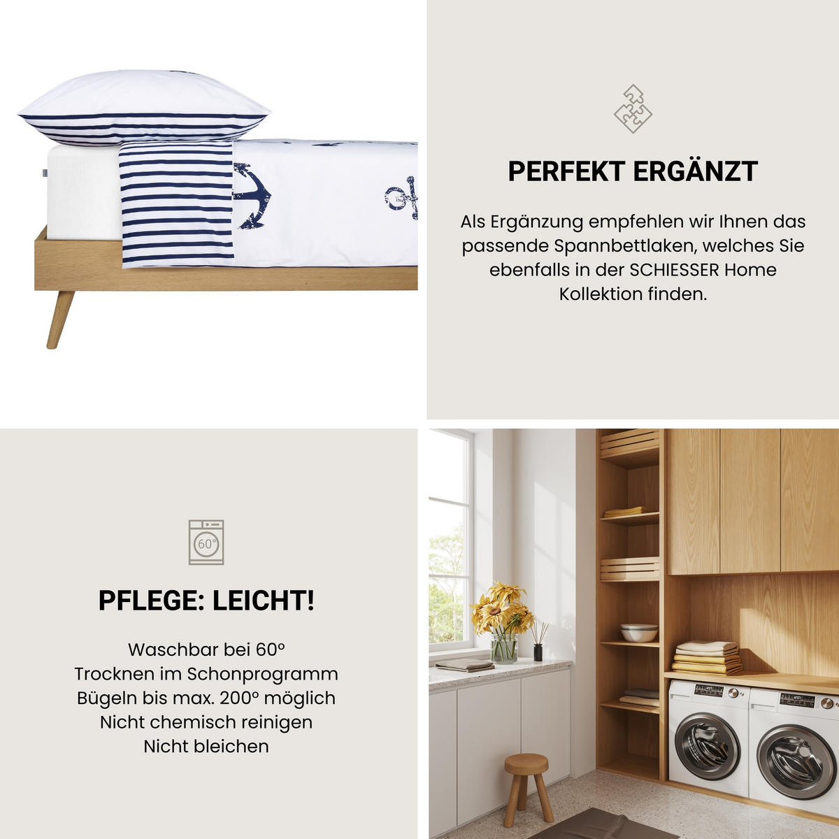 BETTWÄSCHESET Marina - Renforcé - 2-teilig - 155 x 220 cm - Weiß - Weiß, Textil (155/220cm) - SCHIESSER