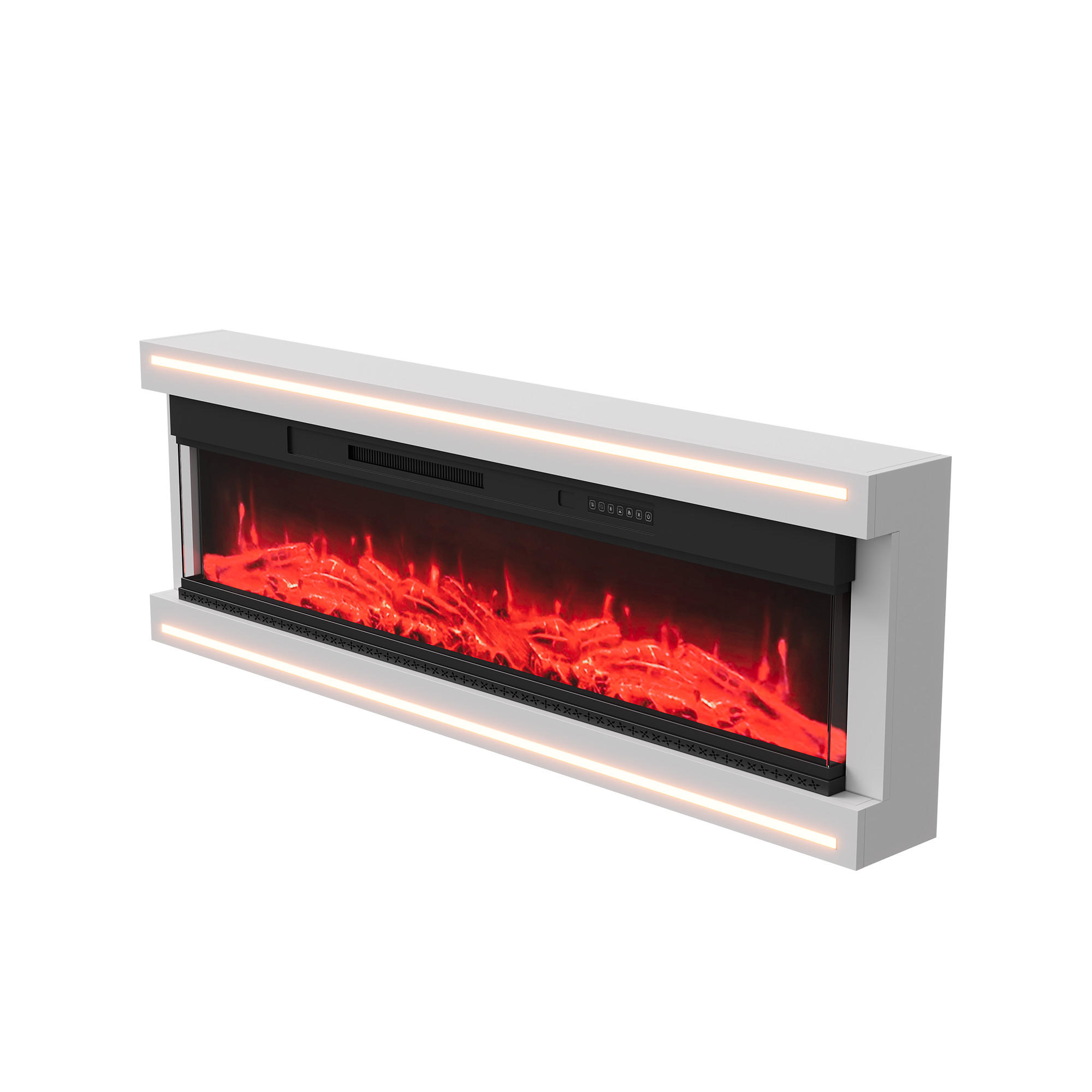 ELEKTROKAMIN 136,8x17x51 cm LED Flamme weiß - Weiß, Holz (127/51.3/17cm) - LEBENLANG