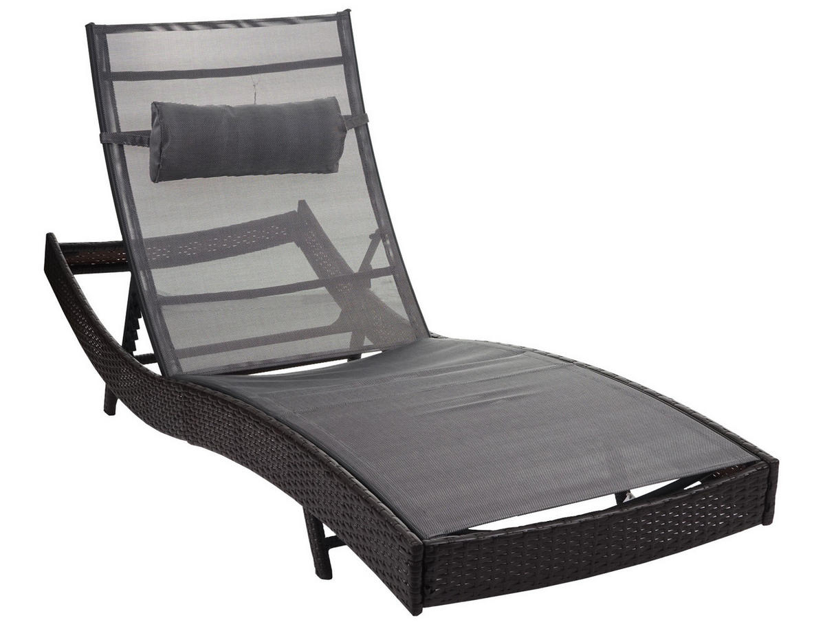 SONNENLIEGE Braun, Grau - Braun/Grau, Kunststoff (70/88/220cm) - MCW