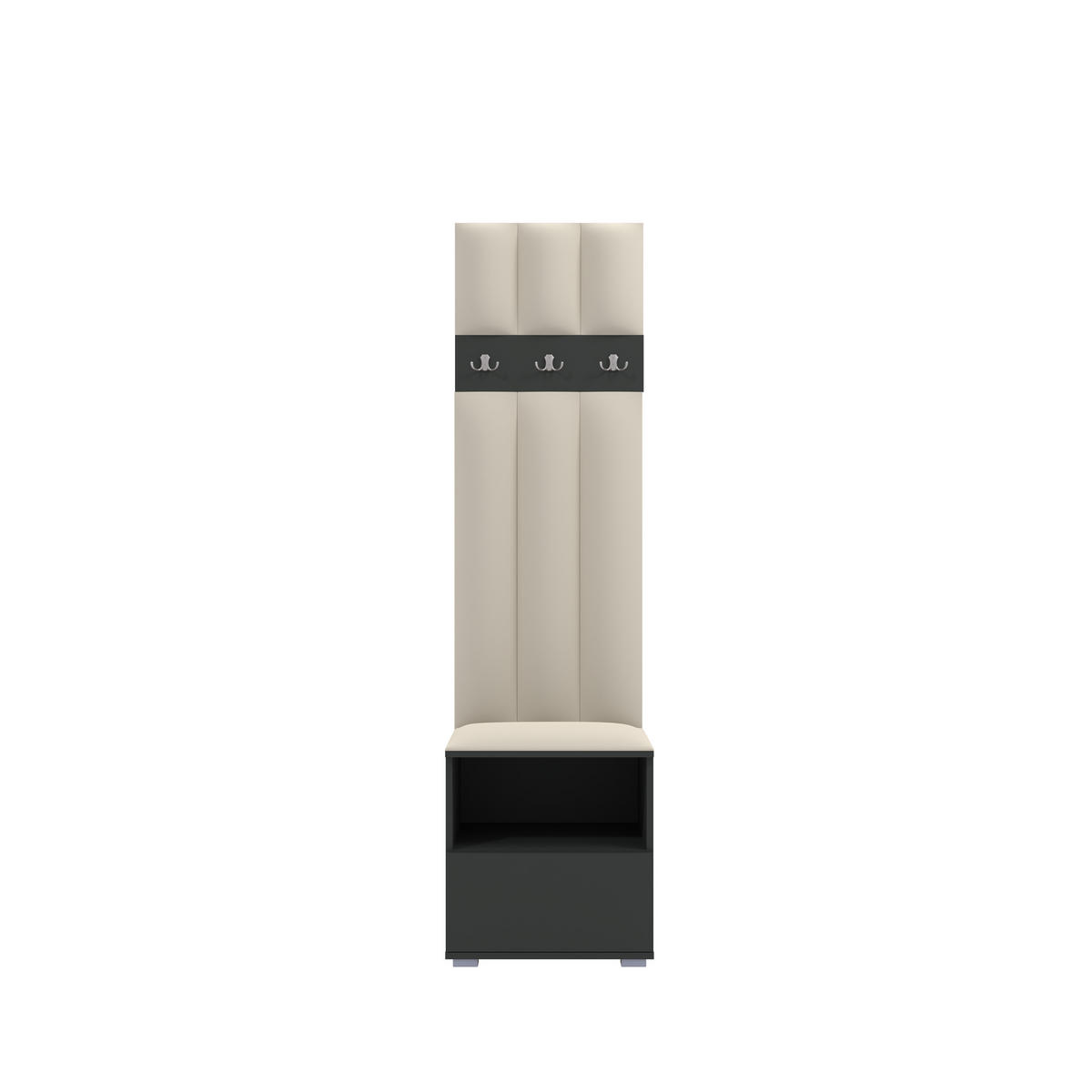 GEPOLSTERT Garderoben-Set Nela IV LUX (Farbe Graphit + Stoff Trinity 01) - Silberfarben/Creme, Holz/Holzwerkstoff (50/187/40cm) - Ravio