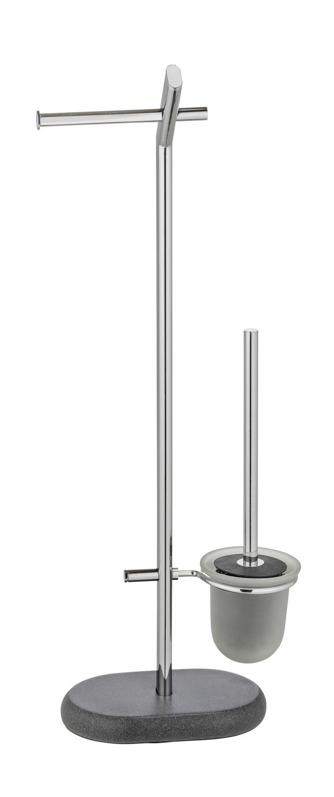 TOILETTENPAPIERSTÄNDER mit WC-Bürste Puro 15,5/29/72 cm - Schwarz, Metall (29/72/15.5cm) - Wenko