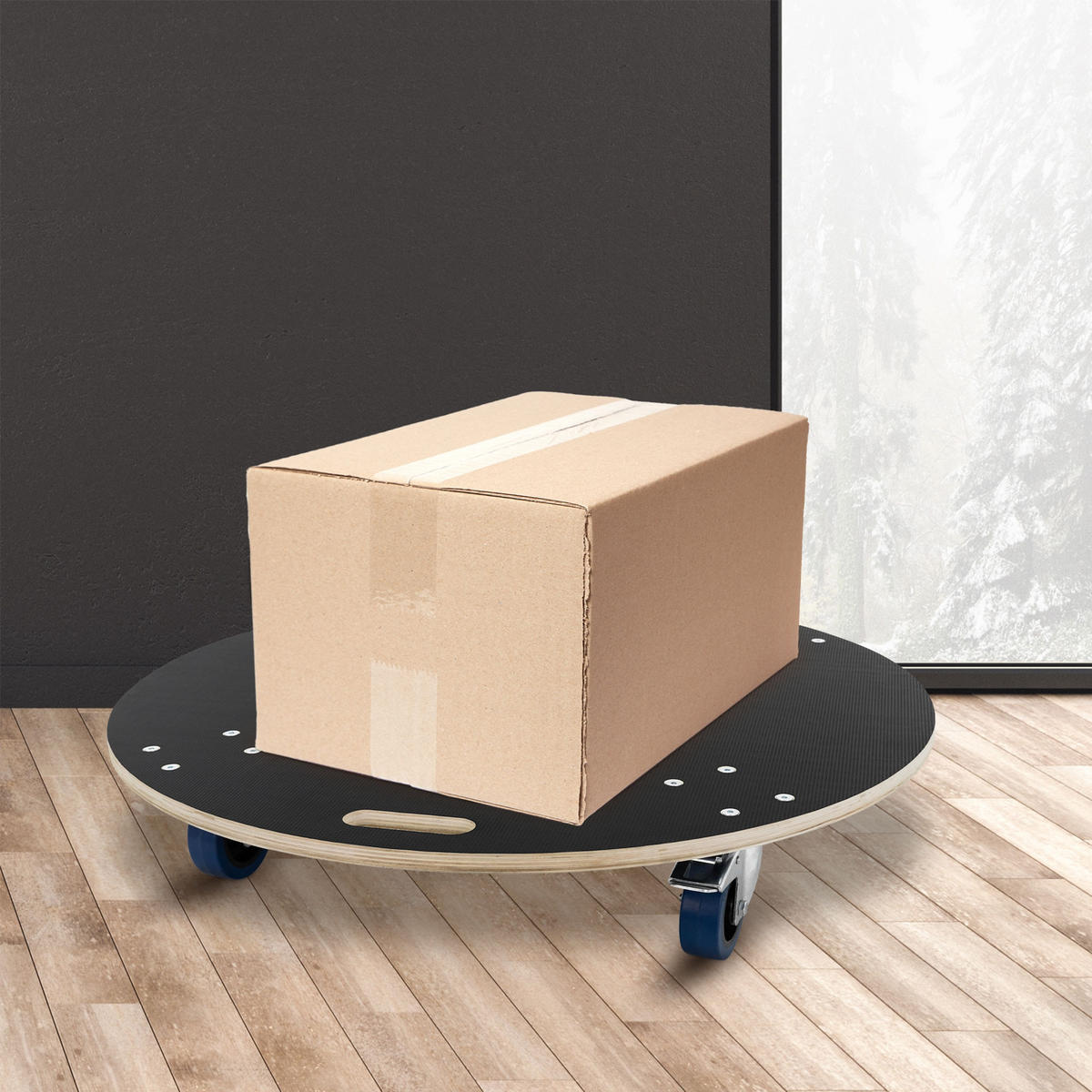 TRANSPORTROLLER 2er Set rund Ø87x14,5 cm Tragkraft 800kg - Grau, Holzwerkstoff (87/87/14.5cm) - ECD-Germany