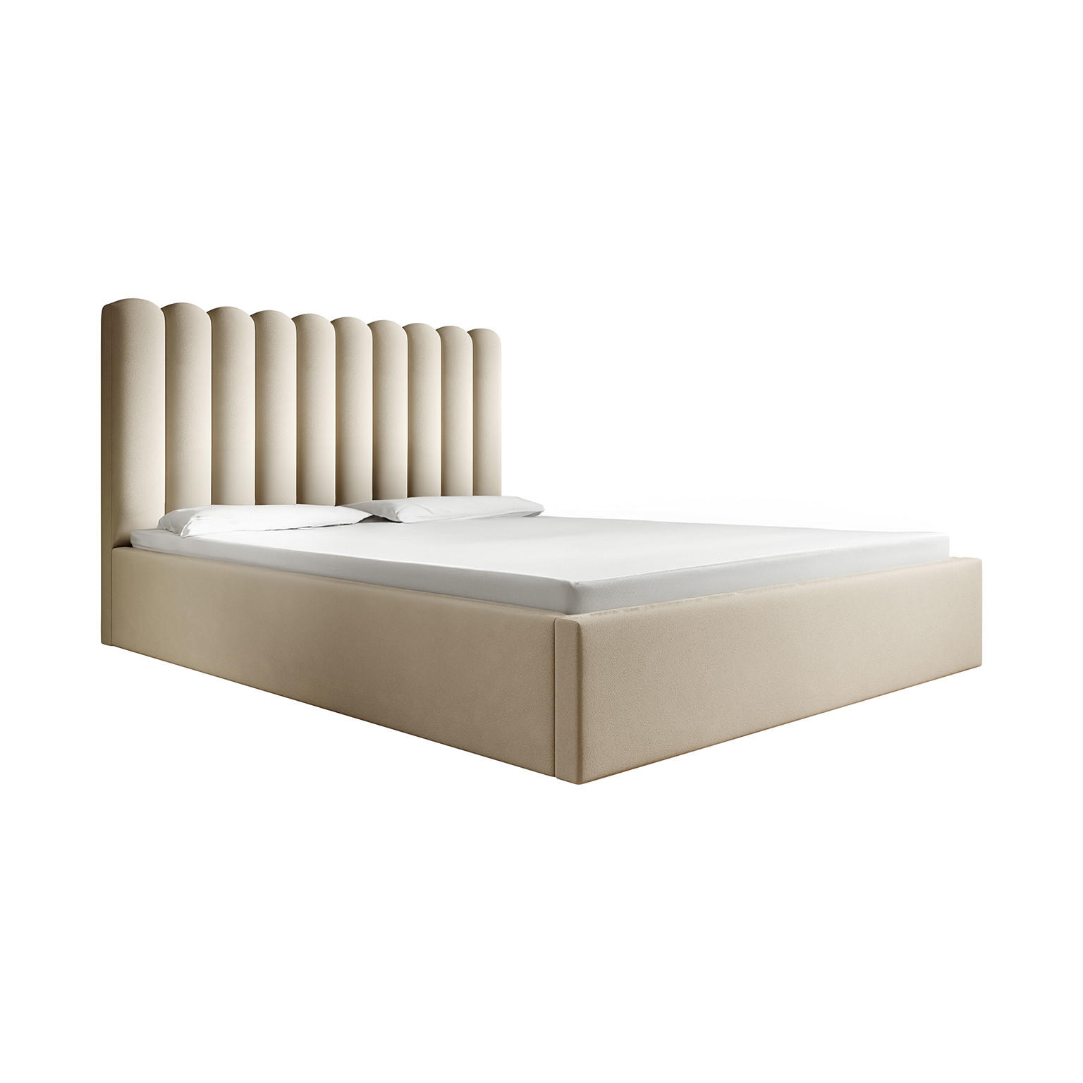 POLSTERBETT mit Kopfstütze Priesa 200x200 cm, Beige - Beige, Textil (200/200cm) - Fedve