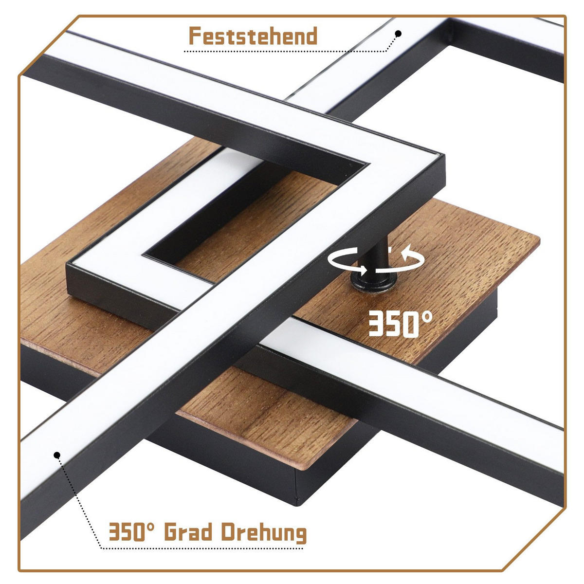 LED-DECKENLEUCHTE Frost 33.3/33/6.1 cm - Schwarz, Metall (33.3/33/6.1cm) - Nettlife
