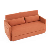 SOFABETT klappbar 165 x 92 cm Cord Orange 2-Sitzer - Orange, Metall (165/82/92cm) - Meubliv