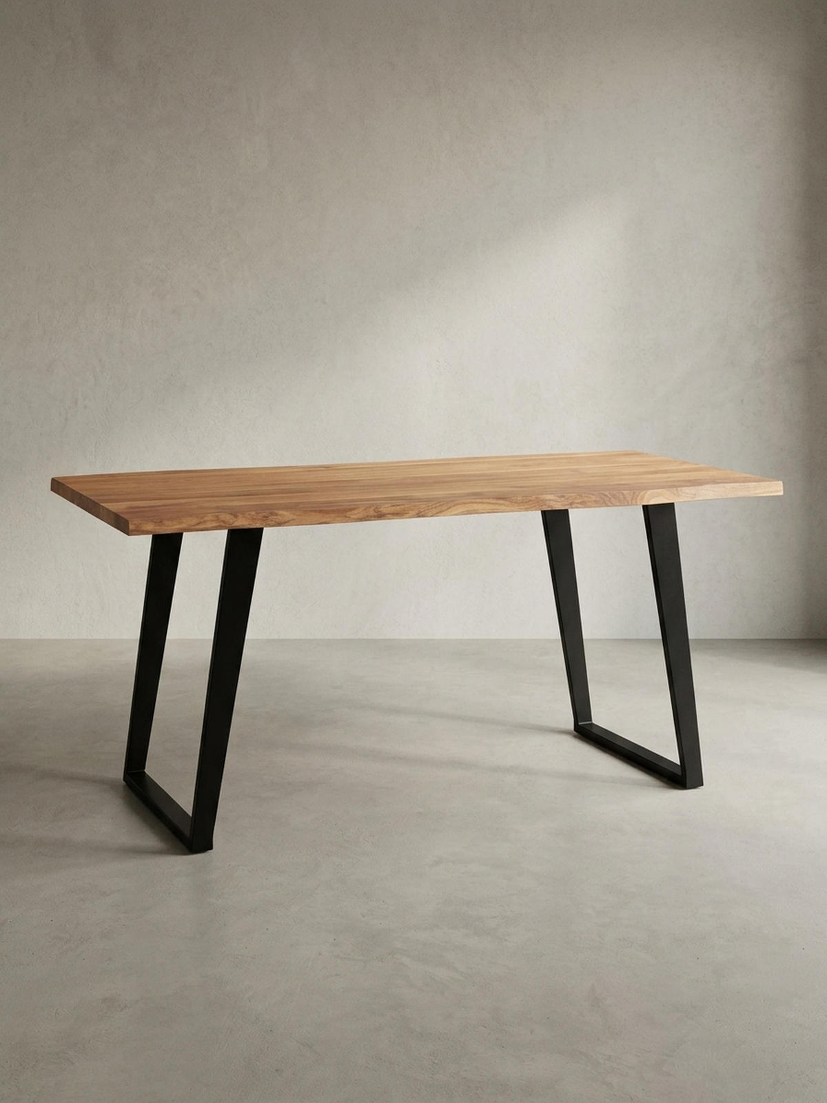 ESSTISCH Massivholz Baumkante Metall U-Gestell Handgefertigt ATOLL, Goldbraun-Schwarz 180x90x76 cm - Schwarz/Braun, Holz/Metall (90/180/76cm) - KADIMA DESIGN